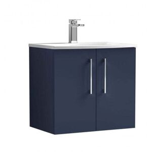 Nuie - Arno Wall Hung 2-Door Vanity Unit with Basin-4 600mm Wide - Midnight Blue Nuie - Arno Wall Hung 2-Door Vanity Unit with Basin-4 600mm Wide - Midnight Blue