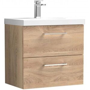Nuie Arno Wall Hung 2-Drawer Vanity Unit with Basin-1 600mm Wide - Bleached Oak Nuie Arno Wall Hung 2-Drawer Vanity Unit with Basin-1 600mm Wide - Bleached Oak