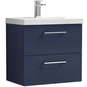 Nuie - Arno Wall Hung 2-Drawer Vanity Unit with Basin-3 600mm Wide - Midnight Blue Nuie - Arno Wall Hung 2-Drawer Vanity Unit with Basin-3 600mm Wide - Midnight Blue