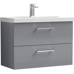 Nuie - Arno Satin Grey 800mm Wall Hung 2 Drawer Vanity Unit and Thin Edge Ceramic Basin - ARN2226D Nuie - Arno Satin Grey 800mm Wall Hung 2 Drawer Vanity Unit and Thin Edge Ceramic Basin - ARN2226D