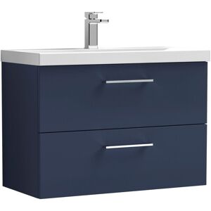Nuie - Arno Wall Hung 2-Drawer Vanity Unit with Basin-3 800mm Wide - Midnight Blue Nuie - Arno Wall Hung 2-Drawer Vanity Unit with Basin-3 800mm Wide - Midnight Blue