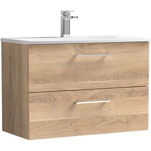 Nuie - Arno Wall Hung 2-Drawer Vanity Unit with Basin-4 800mm Wide - Bleached Oak Nuie - Arno Wall Hung 2-Drawer Vanity Unit with Basin-4 800mm Wide - Bleached Oak