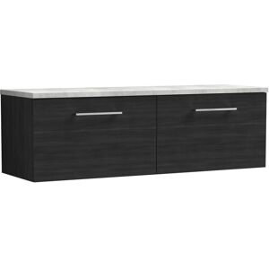 Nuie Arno Wall Hung 2-Drawer Vanity Unit with Bellato Grey Worktop 1200mm Wide - Charcoal Black Woodgrain Nuie Arno Wall Hung 2-Drawer Vanity Unit with Bellato Grey Worktop 1200mm Wide - Charcoal Black Woodgrain