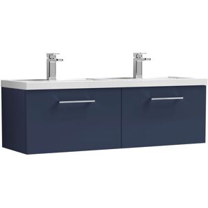 Nuie - Arno Wall Hung 2-Drawer Vanity Unit with Double Polymarble Basin 1200mm Wide - Midnight Blue Nuie - Arno Wall Hung 2-Drawer Vanity Unit with Double Polymarble Basin 1200mm Wide - Midnight Blue