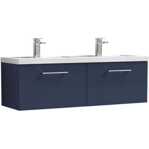 Nuie - Arno Wall Hung 2-Drawer Vanity Unit with Double Polymarble Basin 1200mm Wide - Midnight Blue Nuie - Arno Wall Hung 2-Drawer Vanity Unit with Double Polymarble Basin 1200mm Wide - Midnight Blue