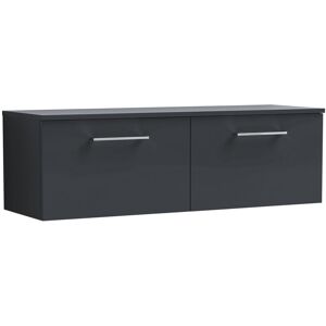 Nuie - Arno Satin Soft Black 1200mm Wall Hung 2 Drawer Vanity Unit with Worktop - ARN1422W2 Nuie - Arno Satin Soft Black 1200mm Wall Hung 2 Drawer Vanity Unit with Worktop - ARN1422W2