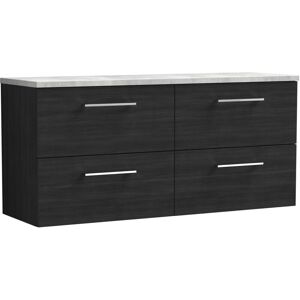Nuie - Arno Wall Hung 4-Drawer Vanity Unit with Bellato Grey Worktop 1200mm Wide - Charcoal Black Woodgrain Nuie - Arno Wall Hung 4-Drawer Vanity Unit with Bellato Grey Worktop 1200mm Wide - Charcoal Black Woodgrain