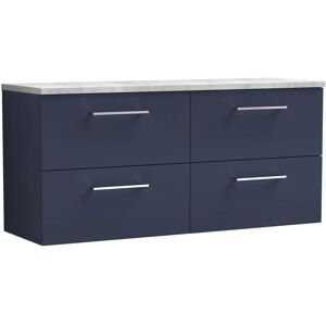 Nuie Arno Wall Hung 4-Drawer Vanity Unit with Bellato Grey Worktop 1200mm Wide - Midnight Blue Nuie Arno Wall Hung 4-Drawer Vanity Unit with Bellato Grey Worktop 1200mm Wide - Midnight Blue