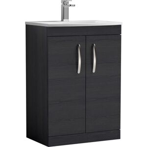 Nuie - Athena Floor Standing 2-Door Vanity Unit with Basin-4 600mm Wide - Charcoal Black Nuie - Athena Floor Standing 2-Door Vanity Unit with Basin-4 600mm Wide - Charcoal Black