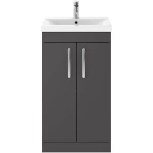 Nuie - Athena Floor Standing 2-Door Vanity Unit with Basin-3 500mm Wide - Gloss Grey Nuie - Athena Floor Standing 2-Door Vanity Unit with Basin-3 500mm Wide - Gloss Grey