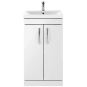 Nuie - Athena Floor Standing 2-Door Vanity Unit with Basin-3 500mm Wide - Gloss White Nuie - Athena Floor Standing 2-Door Vanity Unit with Basin-3 500mm Wide - Gloss White