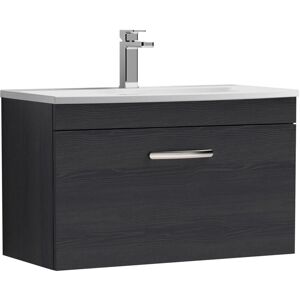 Nuie Athena Wall Hung 1-Drawer Vanity Unit with Basin-4 800mm Wide - Charcoal Black Nuie Athena Wall Hung 1-Drawer Vanity Unit with Basin-4 800mm Wide - Charcoal Black