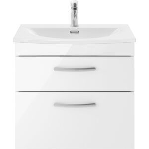 Nuie - Athena Wall Hung 2-Drawer Vanity Unit with Basin-4 600mm Wide - Gloss White Nuie - Athena Wall Hung 2-Drawer Vanity Unit with Basin-4 600mm Wide - Gloss White