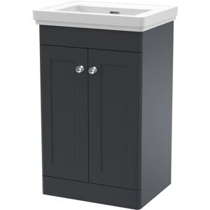 Nuie - Classique Floor Standing 2-Door Vanity Unit with Basin 500mm Wide Satin Anthracite - 0 Tap Hole Nuie - Classique Floor Standing 2-Door Vanity Unit with Basin 500mm Wide Satin Anthracite - 0 Tap Hole