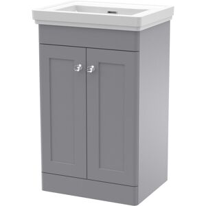 Nuie - Classique Floor Standing 2-Door Vanity Unit with Basin 500mm Wide Satin Grey - 0 Tap Hole Nuie - Classique Floor Standing 2-Door Vanity Unit with Basin 500mm Wide Satin Grey - 0 Tap Hole