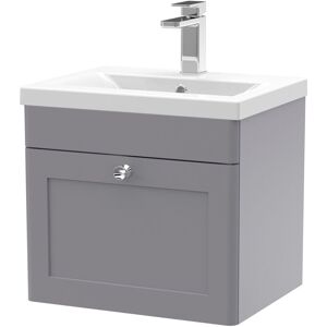 Nuie - Classique Wall Hung 1-Drawer Vanity Unit with Basin-1 500mm Wide - Satin Grey Nuie - Classique Wall Hung 1-Drawer Vanity Unit with Basin-1 500mm Wide - Satin Grey