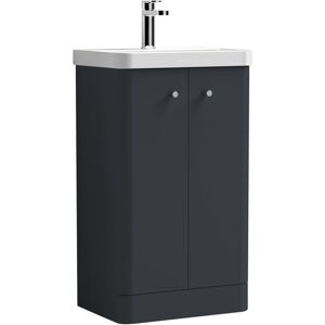 Nuie - Core Floor Standing 2-Door Vanity Unit with Thin Edge Basin 500mm Wide - Satin Anthracite Nuie - Core Floor Standing 2-Door Vanity Unit with Thin Edge Basin 500mm Wide - Satin Anthracite