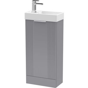 Nuie - Deco Compact Floor Standing 1-Door Vanity Unit with Basin 400mm Wide - Satin Grey Nuie - Deco Compact Floor Standing 1-Door Vanity Unit with Basin 400mm Wide - Satin Grey