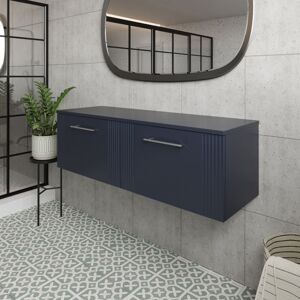 Nuie - Deco Satin Soft Black 1200mm Wall Hung 2 Drawer Vanity Unit with Worktop - DPF1494W2 Nuie - Deco Satin Soft Black 1200mm Wall Hung 2 Drawer Vanity Unit with Worktop - DPF1494W2