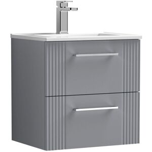 Nuie - Deco Wall Hung 2-Drawer Vanity Unit with Basin-2 500mm Wide - Satin Grey Nuie - Deco Wall Hung 2-Drawer Vanity Unit with Basin-2 500mm Wide - Satin Grey
