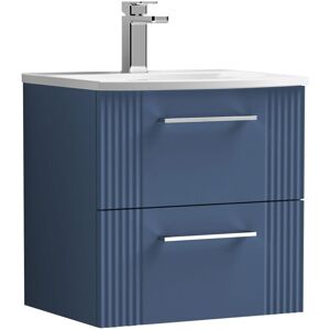 Nuie - Deco Wall Hung 2-Drawer Vanity Unit with Basin-4 500mm Wide - Satin Blue Nuie - Deco Wall Hung 2-Drawer Vanity Unit with Basin-4 500mm Wide - Satin Blue