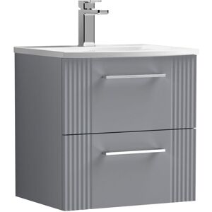 Nuie - Deco Wall Hung 2-Drawer Vanity Unit with Basin-4 500mm Wide - Satin Grey Nuie - Deco Wall Hung 2-Drawer Vanity Unit with Basin-4 500mm Wide - Satin Grey