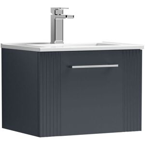 Nuie - Deco Wall Hung 1-Drawer Vanity Unit with Basin-2 500mm Wide - Satin Anthracite Nuie - Deco Wall Hung 1-Drawer Vanity Unit with Basin-2 500mm Wide - Satin Anthracite