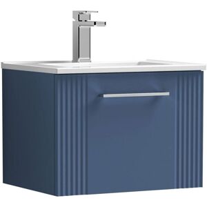 Nuie - Deco Wall Hung 1-Drawer Vanity Unit with Basin-2 500mm Wide - Satin Blue Nuie - Deco Wall Hung 1-Drawer Vanity Unit with Basin-2 500mm Wide - Satin Blue