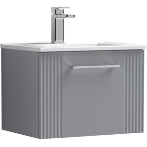 Nuie - Deco Wall Hung 1-Drawer Vanity Unit with Basin-2 500mm Wide - Satin Grey Nuie - Deco Wall Hung 1-Drawer Vanity Unit with Basin-2 500mm Wide - Satin Grey