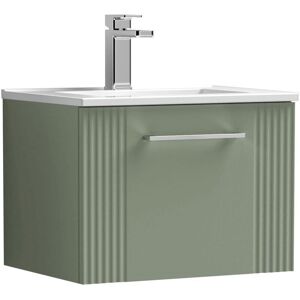 Nuie - Deco Wall Hung 1-Drawer Vanity Unit with Basin-2 500mm Wide - Satin Green Nuie - Deco Wall Hung 1-Drawer Vanity Unit with Basin-2 500mm Wide - Satin Green