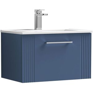Nuie - Deco Wall Hung 1-Drawer Vanity Unit with Basin-2 600mm Wide - Satin Blue Nuie - Deco Wall Hung 1-Drawer Vanity Unit with Basin-2 600mm Wide - Satin Blue