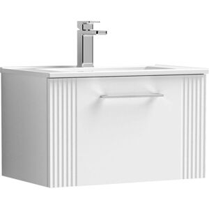 Nuie - Deco Wall Hung 1-Drawer Vanity Unit with Basin-4 600mm Wide - Satin White Nuie - Deco Wall Hung 1-Drawer Vanity Unit with Basin-4 600mm Wide - Satin White