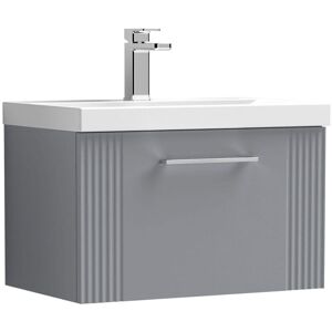 Nuie - Deco Wall Hung 1-Drawer Vanity Unit with Basin-1 600mm Wide - Satin Grey Nuie - Deco Wall Hung 1-Drawer Vanity Unit with Basin-1 600mm Wide - Satin Grey