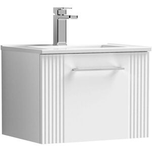 Nuie - Deco Wall Hung 1-Drawer Vanity Unit with Basin-4 500mm Wide - Satin White Nuie - Deco Wall Hung 1-Drawer Vanity Unit with Basin-4 500mm Wide - Satin White