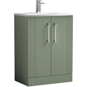 Nuie - Deco Floor Standing 2-Door Vanity Unit with Basin-4 600mm Wide - Satin Green Nuie - Deco Floor Standing 2-Door Vanity Unit with Basin-4 600mm Wide - Satin Green