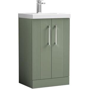 Nuie - Deco Floor Standing 2-Door Vanity Unit with Basin-3 500mm Wide - Satin Green Nuie - Deco Floor Standing 2-Door Vanity Unit with Basin-3 500mm Wide - Satin Green
