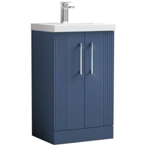 Nuie - Deco Floor Standing 2-Door Vanity Unit with Basin-3 500mm Wide - Satin Blue Nuie - Deco Floor Standing 2-Door Vanity Unit with Basin-3 500mm Wide - Satin Blue
