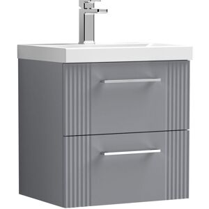 Nuie - Deco Wall Hung 2-Drawer Vanity Unit with Basin-1 500mm Wide - Satin Grey Nuie - Deco Wall Hung 2-Drawer Vanity Unit with Basin-1 500mm Wide - Satin Grey