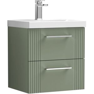Nuie - Deco Wall Hung 2-Drawer Vanity Unit with Basin-1 500mm Wide - Satin Green Nuie - Deco Wall Hung 2-Drawer Vanity Unit with Basin-1 500mm Wide - Satin Green
