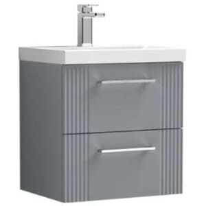 Nuie - Deco Wall Hung 2-Drawer Vanity Unit with Basin-3 500mm Wide - Satin Grey Nuie - Deco Wall Hung 2-Drawer Vanity Unit with Basin-3 500mm Wide - Satin Grey