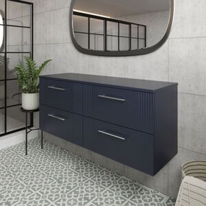 Nuie - Deco Satin Soft Black 1200mm Wall Hung 4 Drawer Vanity Unit with Worktop - DPF1493W2 Nuie - Deco Satin Soft Black 1200mm Wall Hung 4 Drawer Vanity Unit with Worktop - DPF1493W2