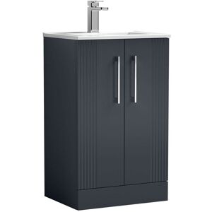 Nuie - Deco Floor Standing 2-Door Vanity Unit with Basin-2 500mm Wide - Satin Anthracite Nuie - Deco Floor Standing 2-Door Vanity Unit with Basin-2 500mm Wide - Satin Anthracite