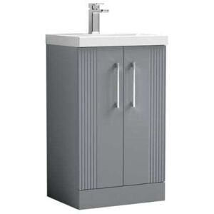Nuie - Deco Floor Standing 2-Door Vanity Unit with Basin-4 500mm Wide - Satin Grey Nuie - Deco Floor Standing 2-Door Vanity Unit with Basin-4 500mm Wide - Satin Grey