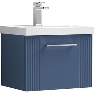 Nuie - Deco Wall Hung 1-Drawer Vanity Unit with Basin-1 500mm Wide - Satin Blue Nuie - Deco Wall Hung 1-Drawer Vanity Unit with Basin-1 500mm Wide - Satin Blue