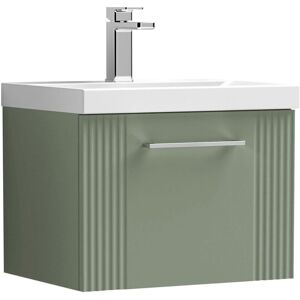 Nuie - Deco Wall Hung 1-Drawer Vanity Unit with Basin-1 500mm Wide - Satin Green Nuie - Deco Wall Hung 1-Drawer Vanity Unit with Basin-1 500mm Wide - Satin Green