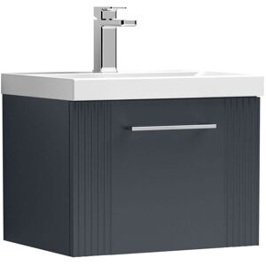 Nuie - Deco Wall Hung 1-Drawer Vanity Unit with Basin-1 500mm Wide - Satin Anthracite Nuie - Deco Wall Hung 1-Drawer Vanity Unit with Basin-1 500mm Wide - Satin Anthracite