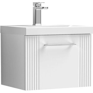 Nuie - Deco Wall Hung 1-Drawer Vanity Unit with Basin-3 500mm Wide - Satin White Nuie - Deco Wall Hung 1-Drawer Vanity Unit with Basin-3 500mm Wide - Satin White