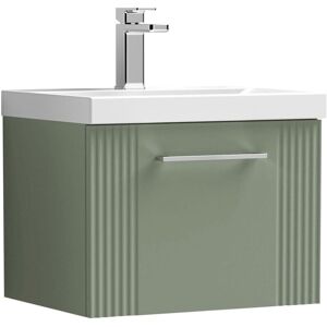 Nuie - Deco Wall Hung 1-Drawer Vanity Unit with Basin-3 500mm Wide - Satin Green Nuie - Deco Wall Hung 1-Drawer Vanity Unit with Basin-3 500mm Wide - Satin Green