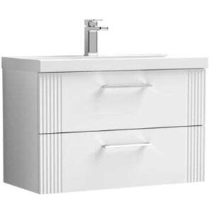 Nuie - Deco Satin White 800mm Wall Hung 2 Drawer Vanity Unit and Curved Ceramic Basin - DPF195G Nuie - Deco Satin White 800mm Wall Hung 2 Drawer Vanity Unit and Curved Ceramic Basin - DPF195G