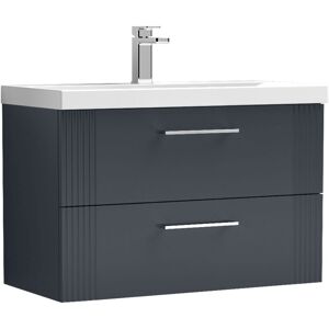 Nuie - Deco Satin Soft Black 800mm Wall Hung 2 Drawer Vanity Unit and Thin Edge Ceramic Basin - DPF1495D Nuie - Deco Satin Soft Black 800mm Wall Hung 2 Drawer Vanity Unit and Thin Edge Ceramic Basin - DPF1495D